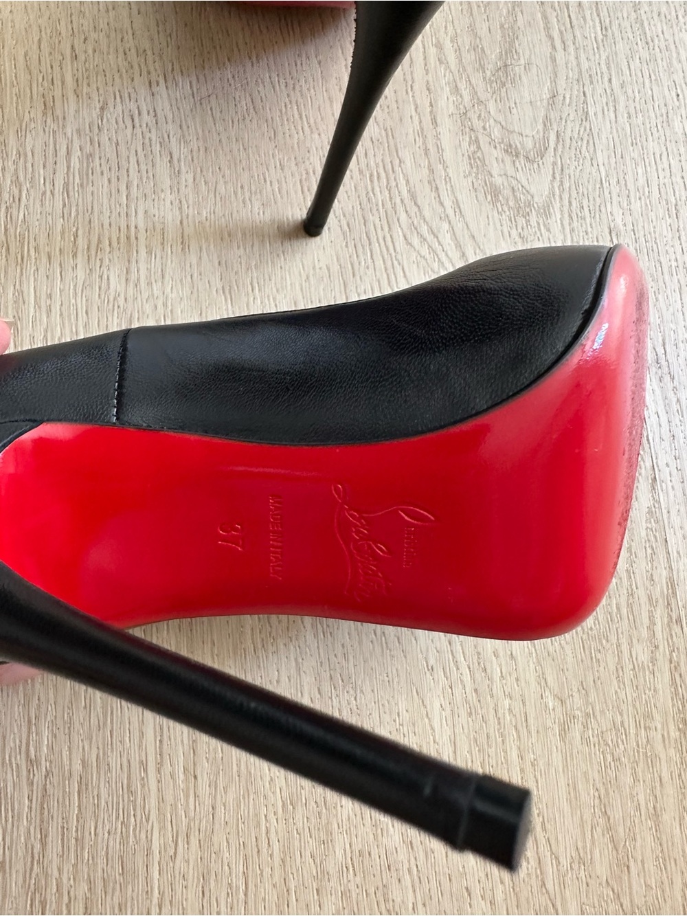 Christian Louboutin Black Pointed-Toe Leather Pumps